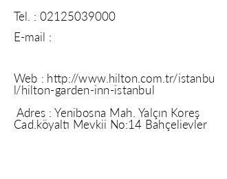 Hilton Garden nn stanbul Atatrk Airport iletiim bilgileri